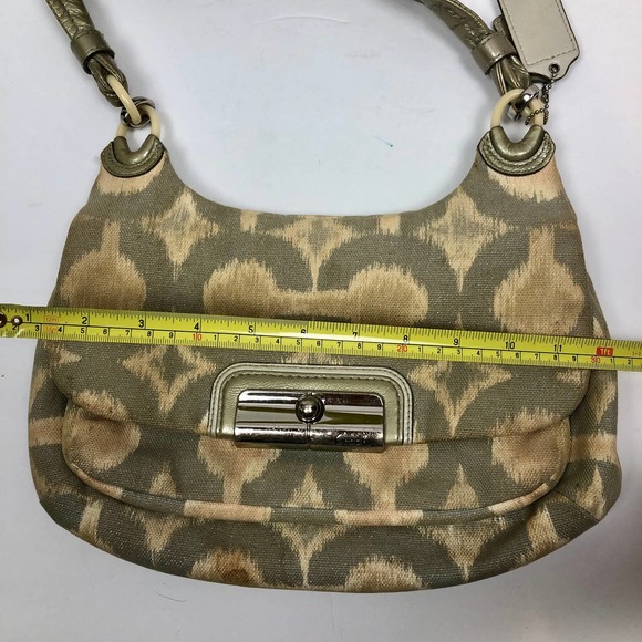 COACH HANDBAG PURSE KRISTIN IKAT OP ART SIGNATURE HOBO 17083 GRAY SHIMMER - Picture 13 of 15